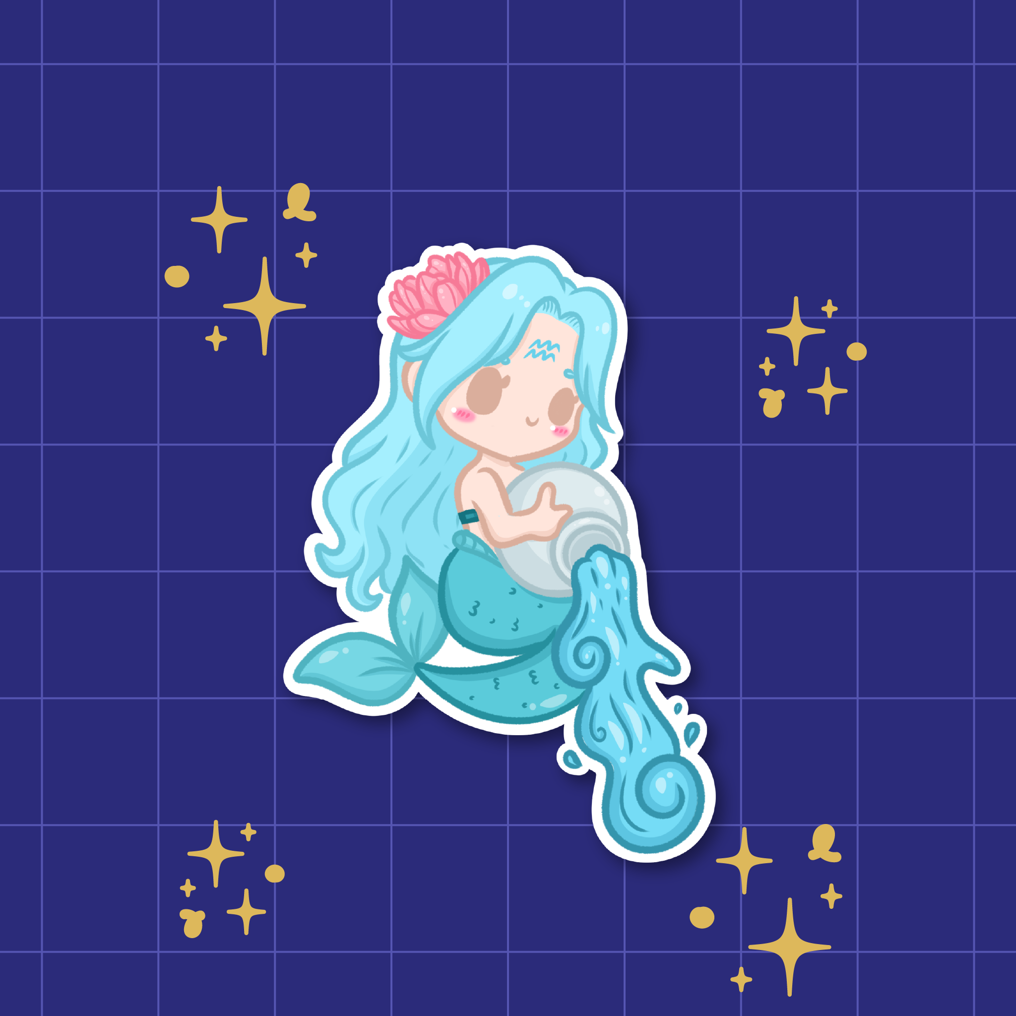 Aquarius: The Visionary | Zodiac Die-Cut Sticker ⭐️