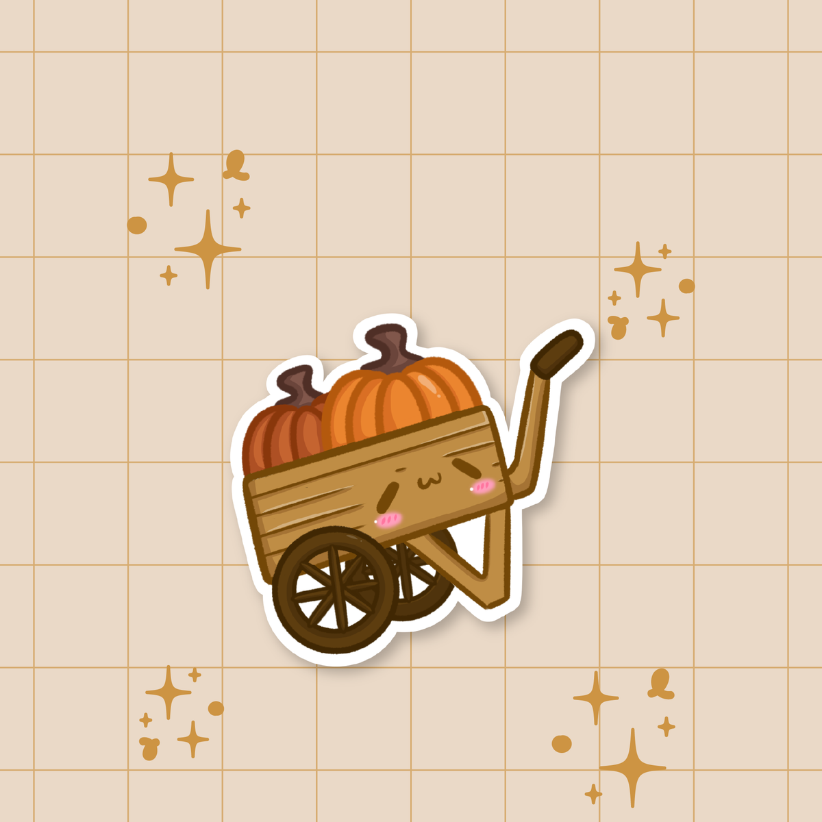 Autumn Vibes: Pumpkin Cart Die-Cut Sticker 🍂