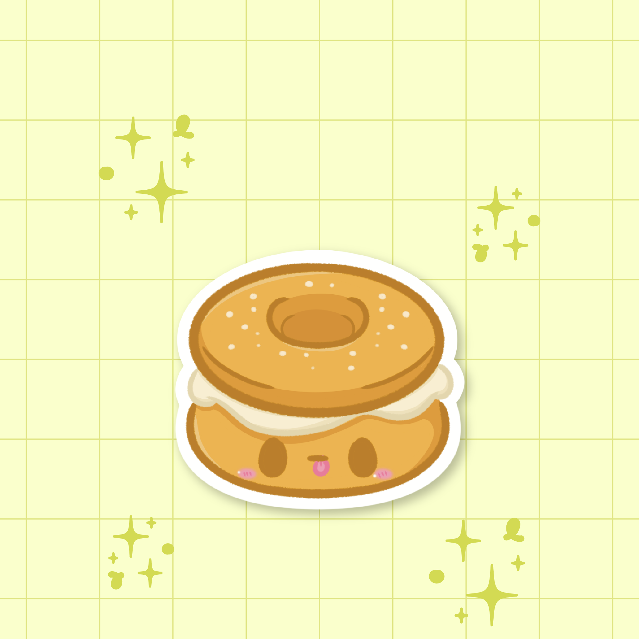 Bagel and Cream Cheese Die-Cut Sticker 🍳