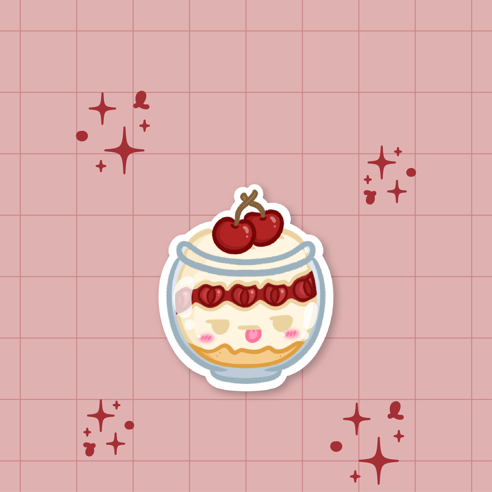 Cherry Parfait Die-Cut Sticker 🍒
