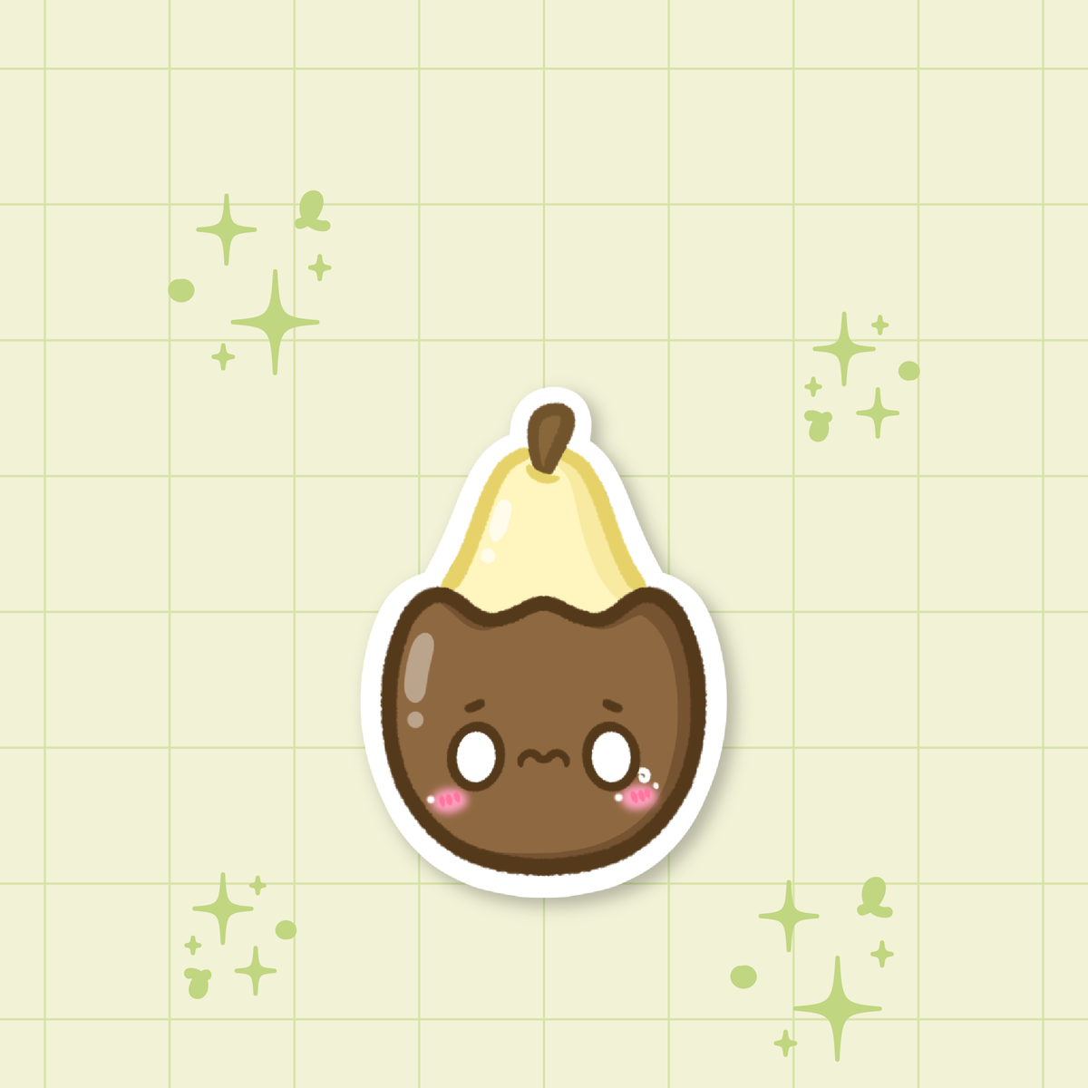 Chocolate-Covered Poached Pear Die-Cut Sticker 🍐