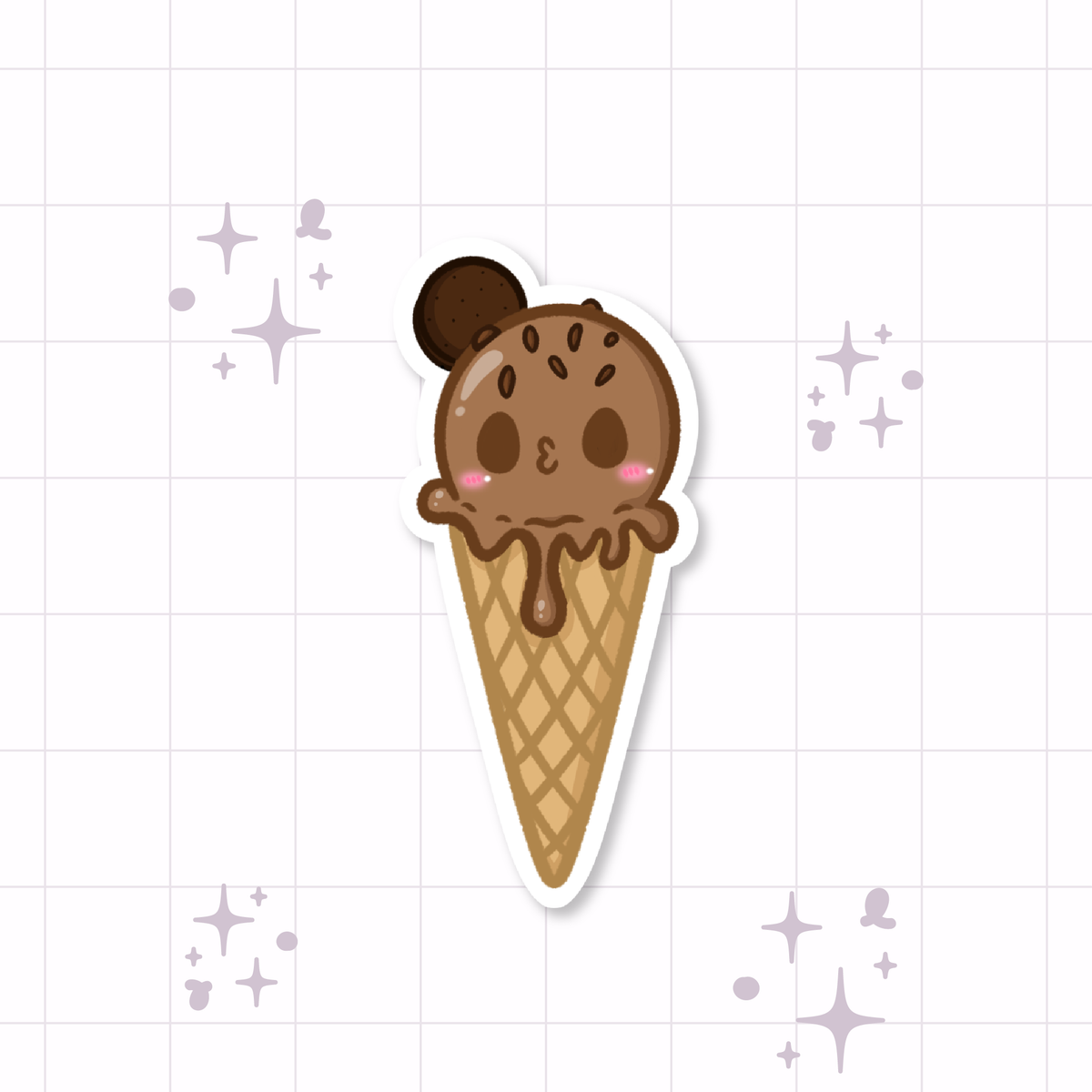 Chocolate Ice Cream Die-Cut Sticker 🍦