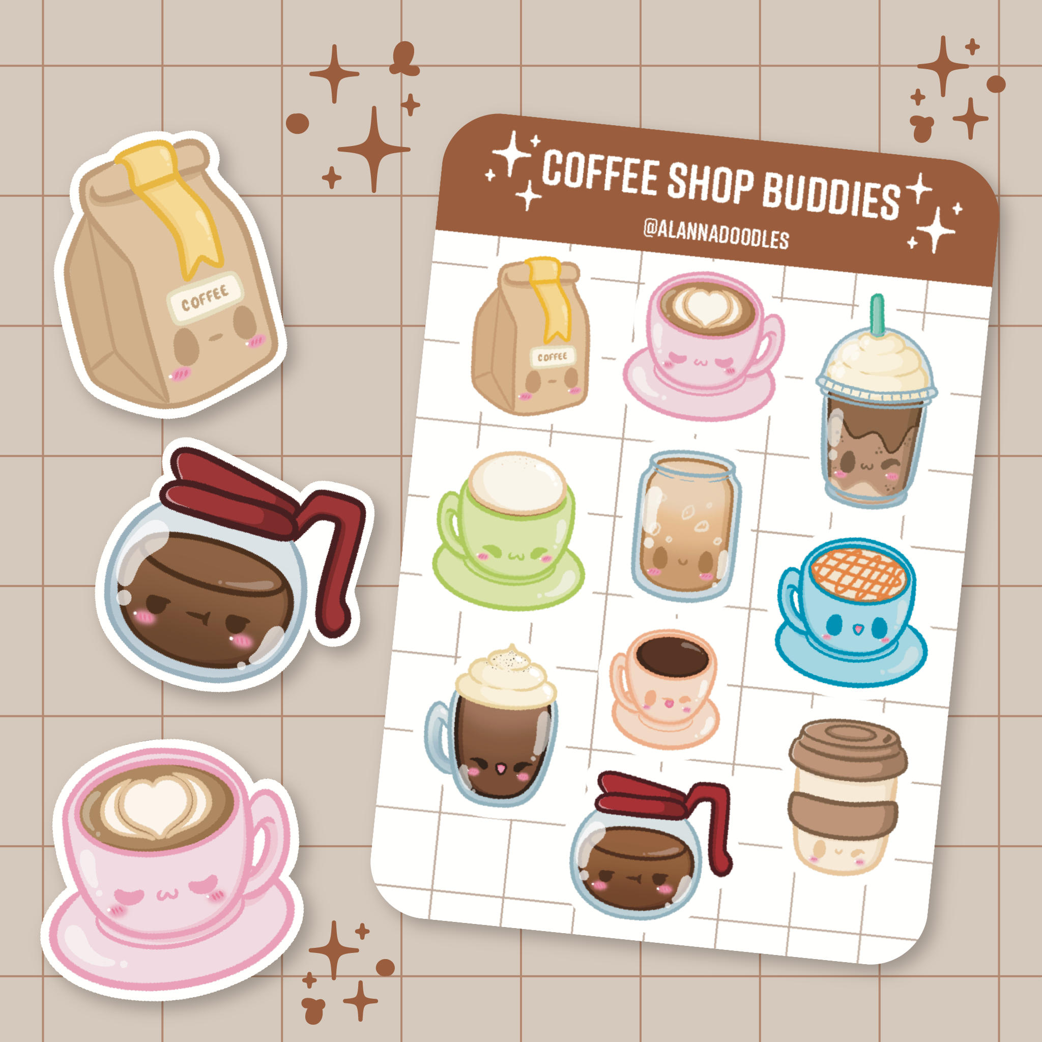 Coffee Shop Buddies Sticker Sheet ☕