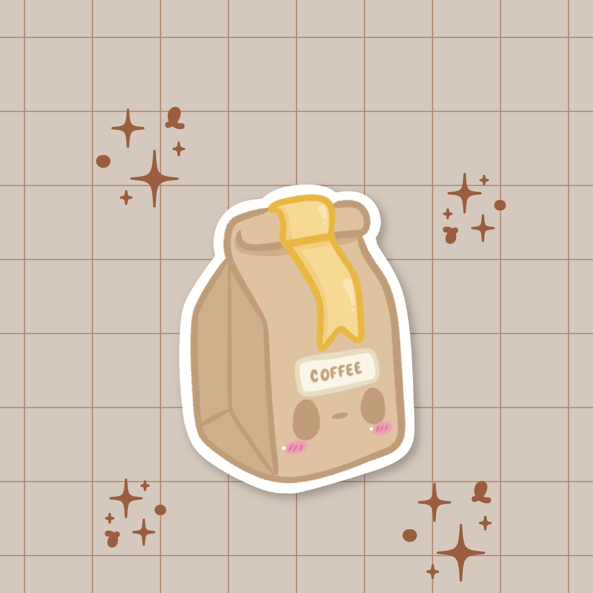 Coffee Bean Bag Die-Cut Sticker ☕️