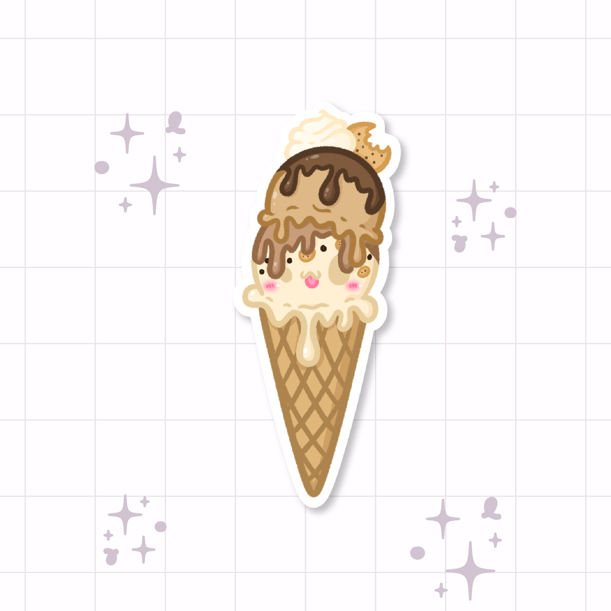 Double Scoop Ice Cream Die-Cut Sticker 🍦
