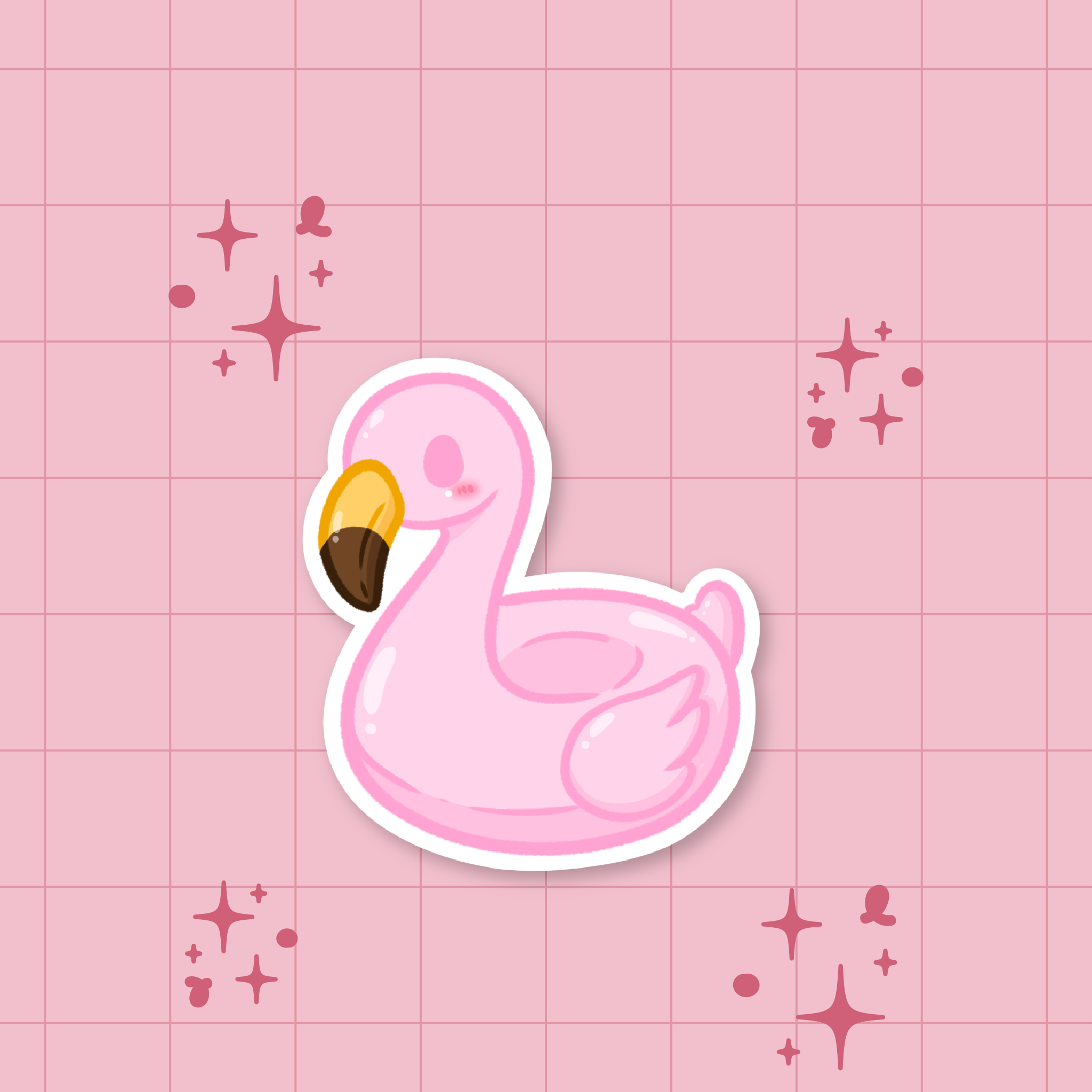 Summer Vibes: Flamingo Float Die-Cut Sticker ⛱️