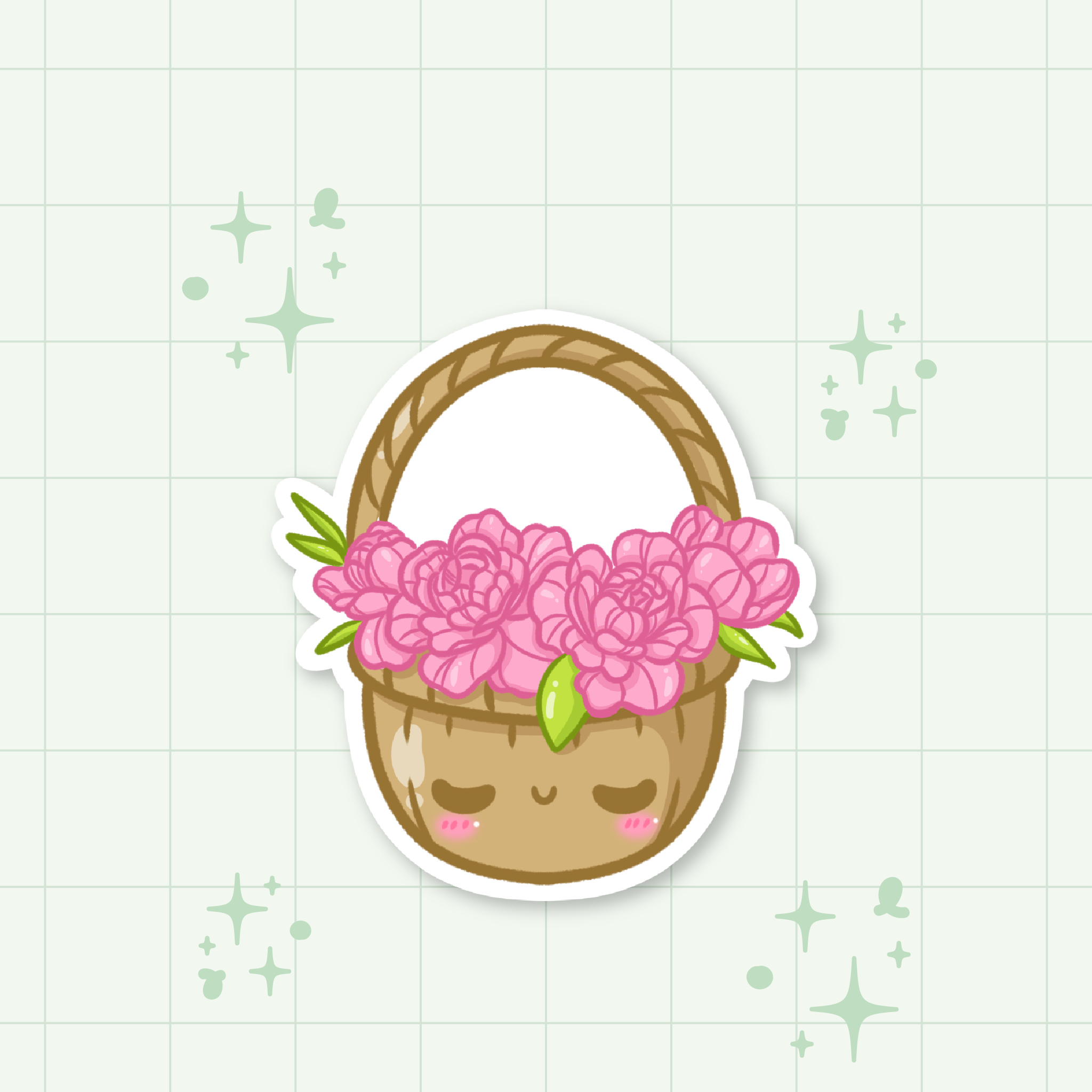 Spring Vibes: Basket of Flowers Die-Cut Sticker 🌼
