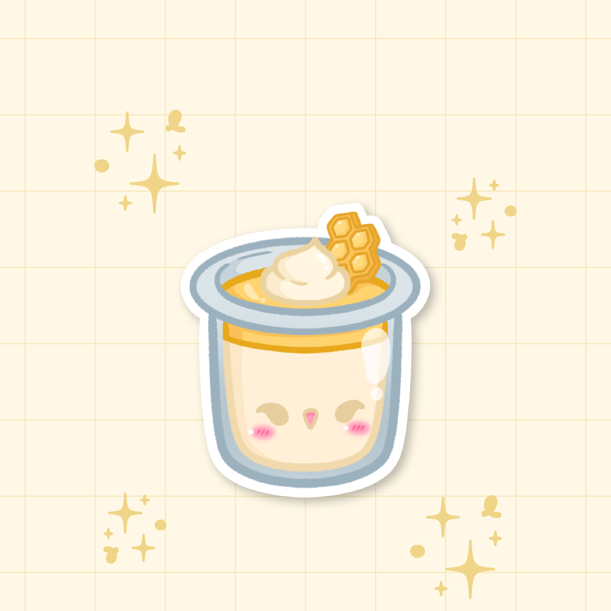 Honey Panna Cotta Die-Cut Sticker 🐝