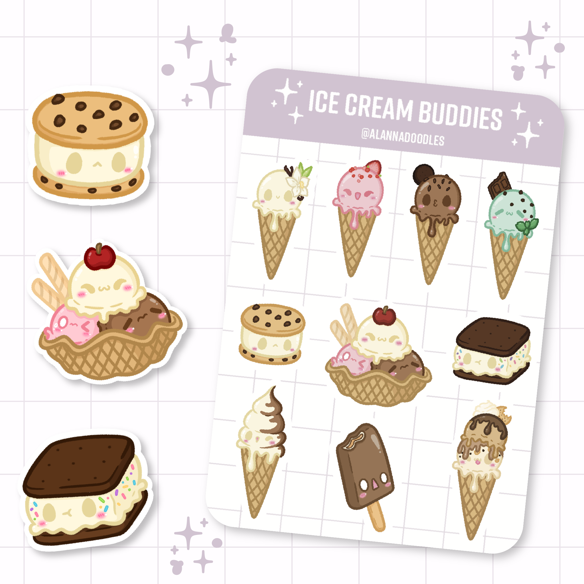Ice Cream Buddies Sticker Sheet 🍦