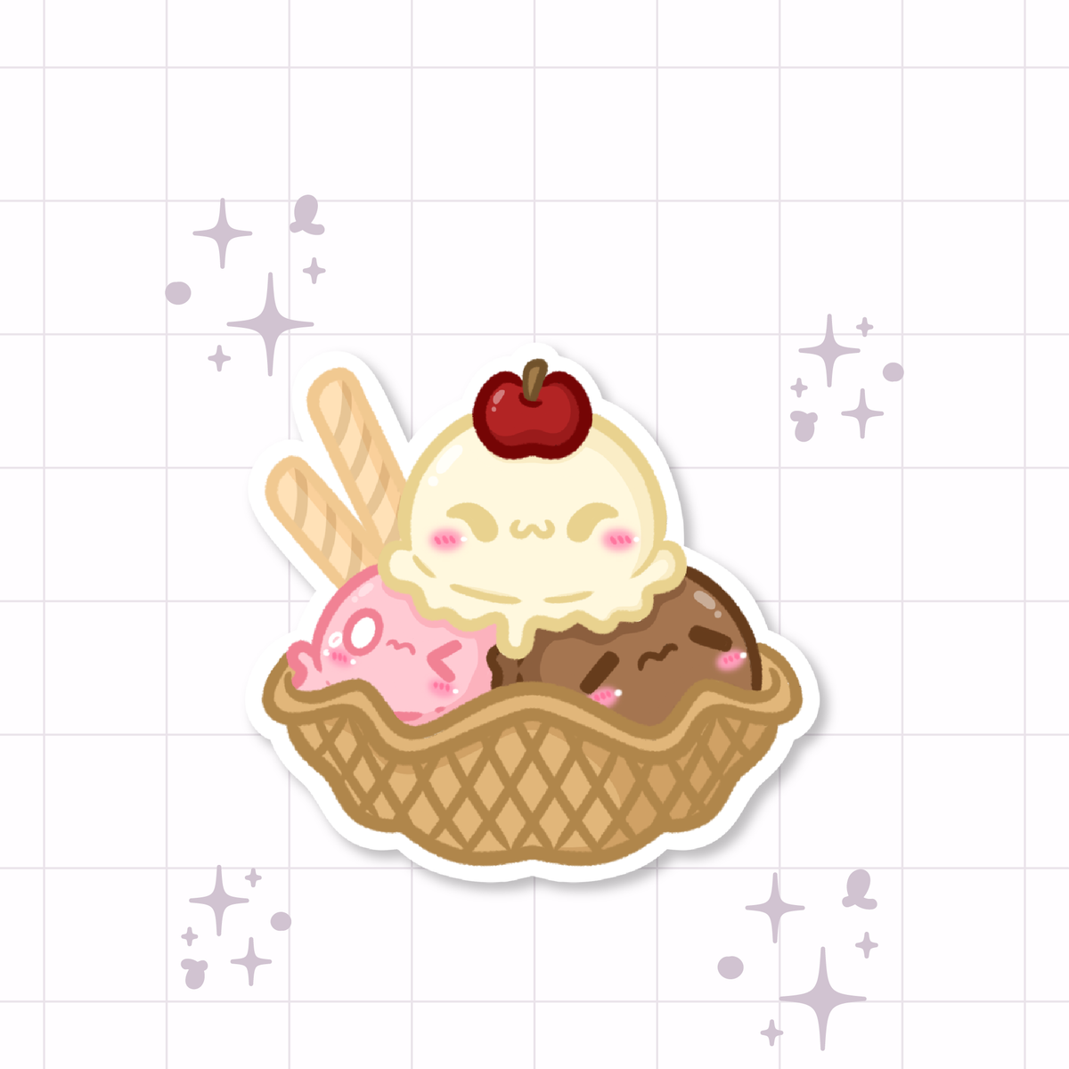 Ice Cream Sundae Die-Cut Sticker 🍦