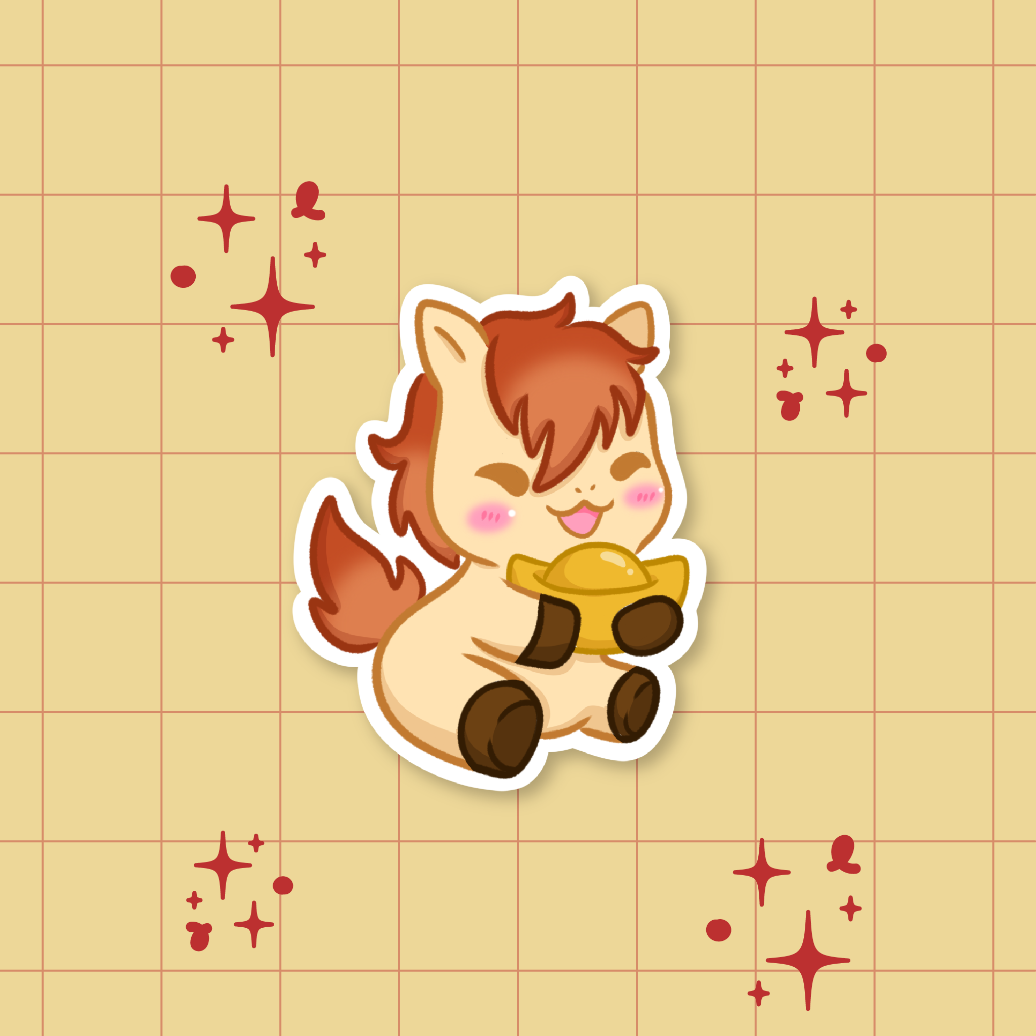 Lucky Fire Horse: Golden Boat Die-Cut Sticker 🔥🐴