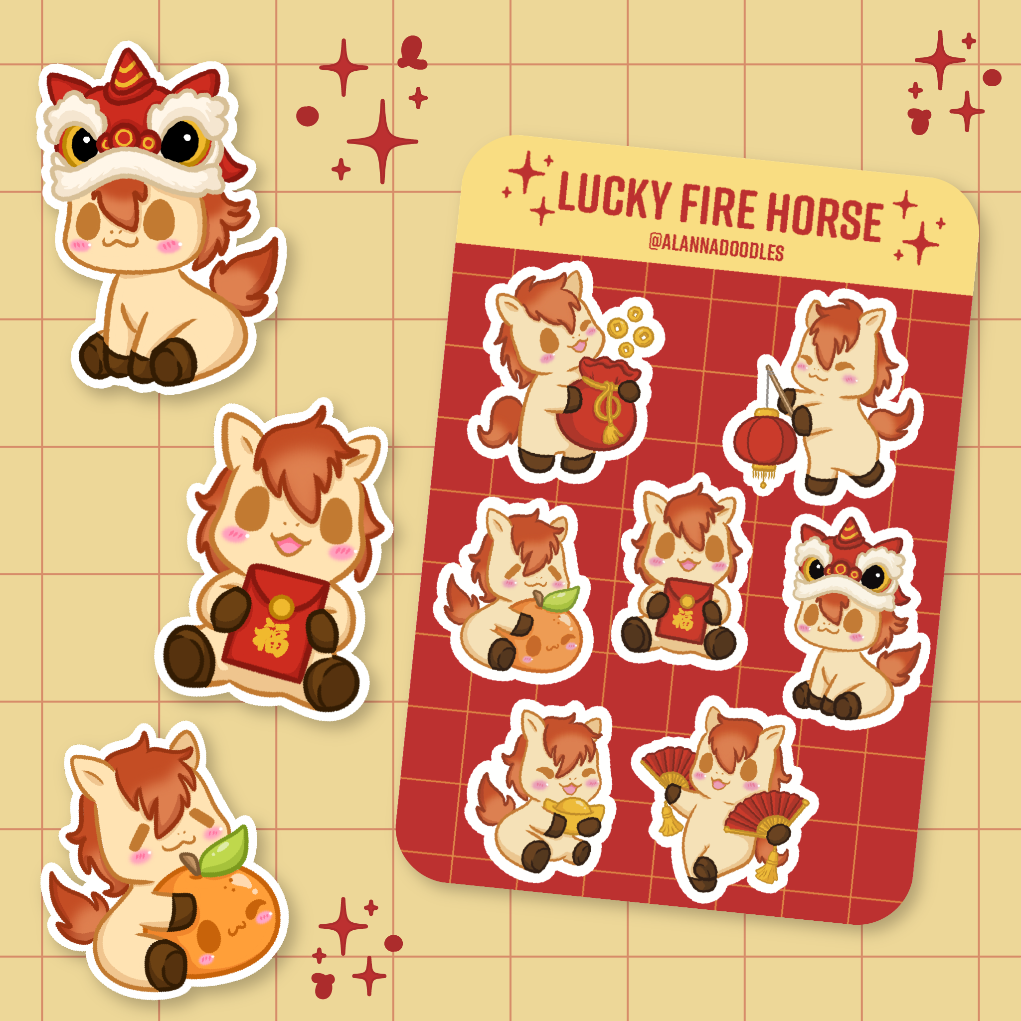 Lucky Fire Horse Sticker Sheet 🔥🐴