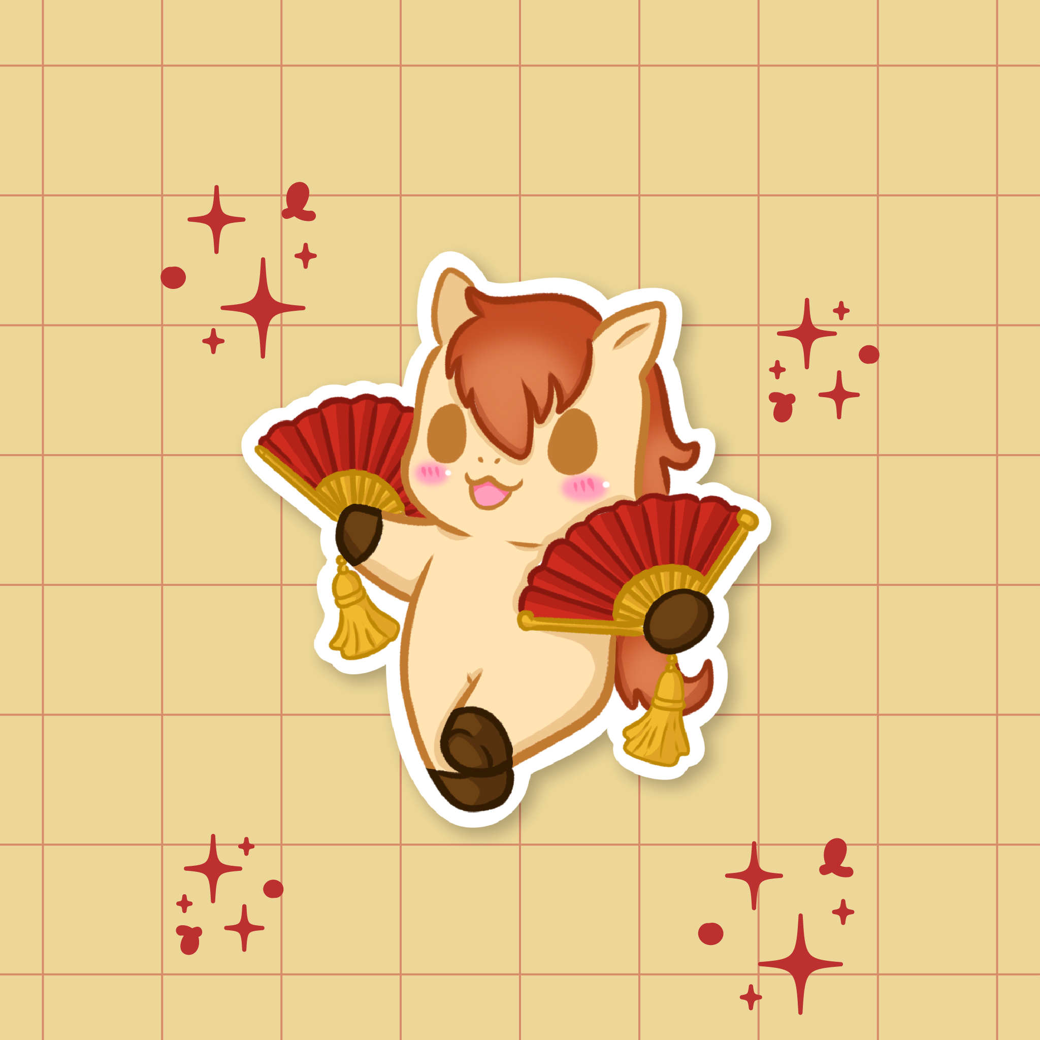 Lucky Fire Horse: Fan Dancer Die-Cut Sticker 🔥🐴
