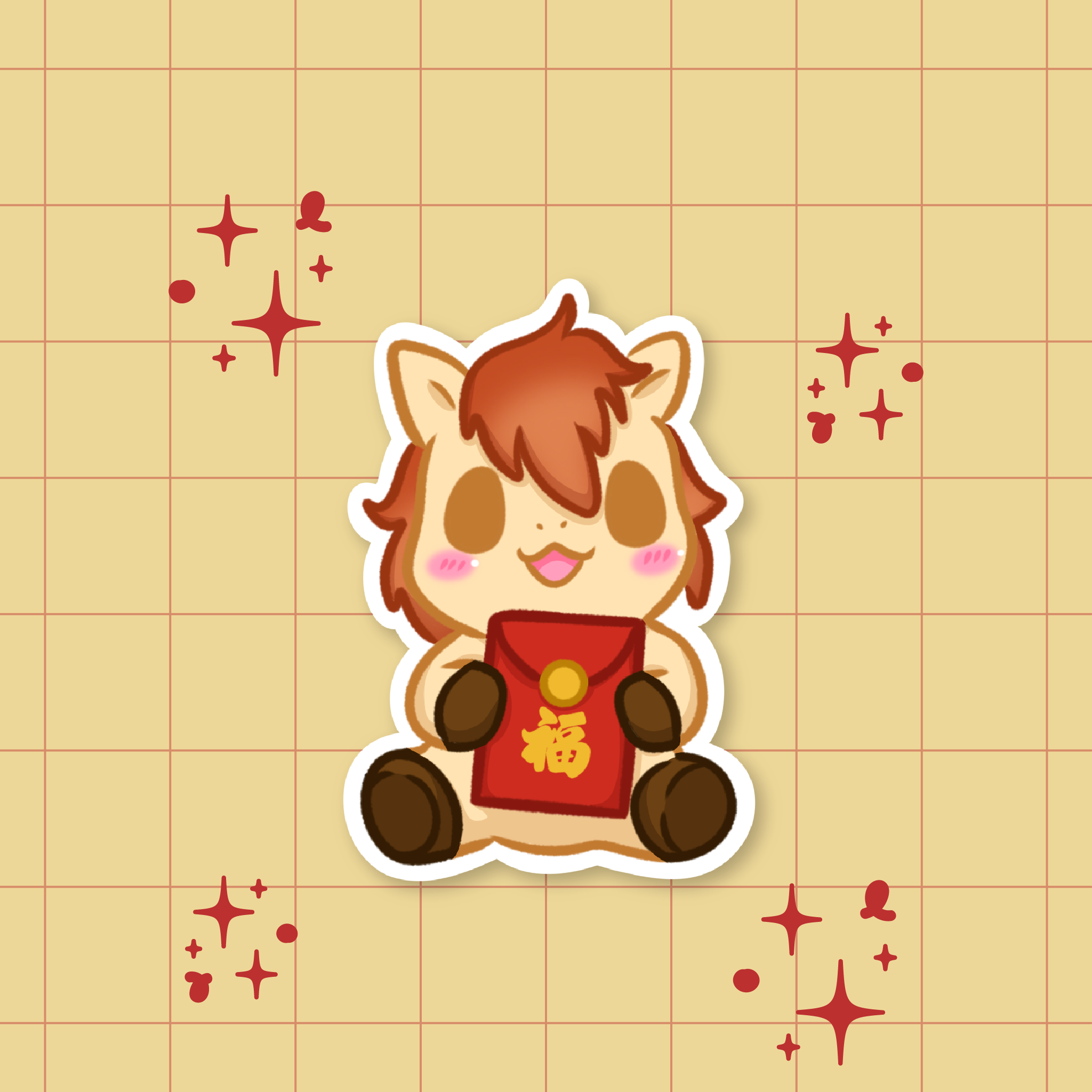 Lucky Fire Horse: Lucky Envelope Die-Cut Sticker 🔥🐴