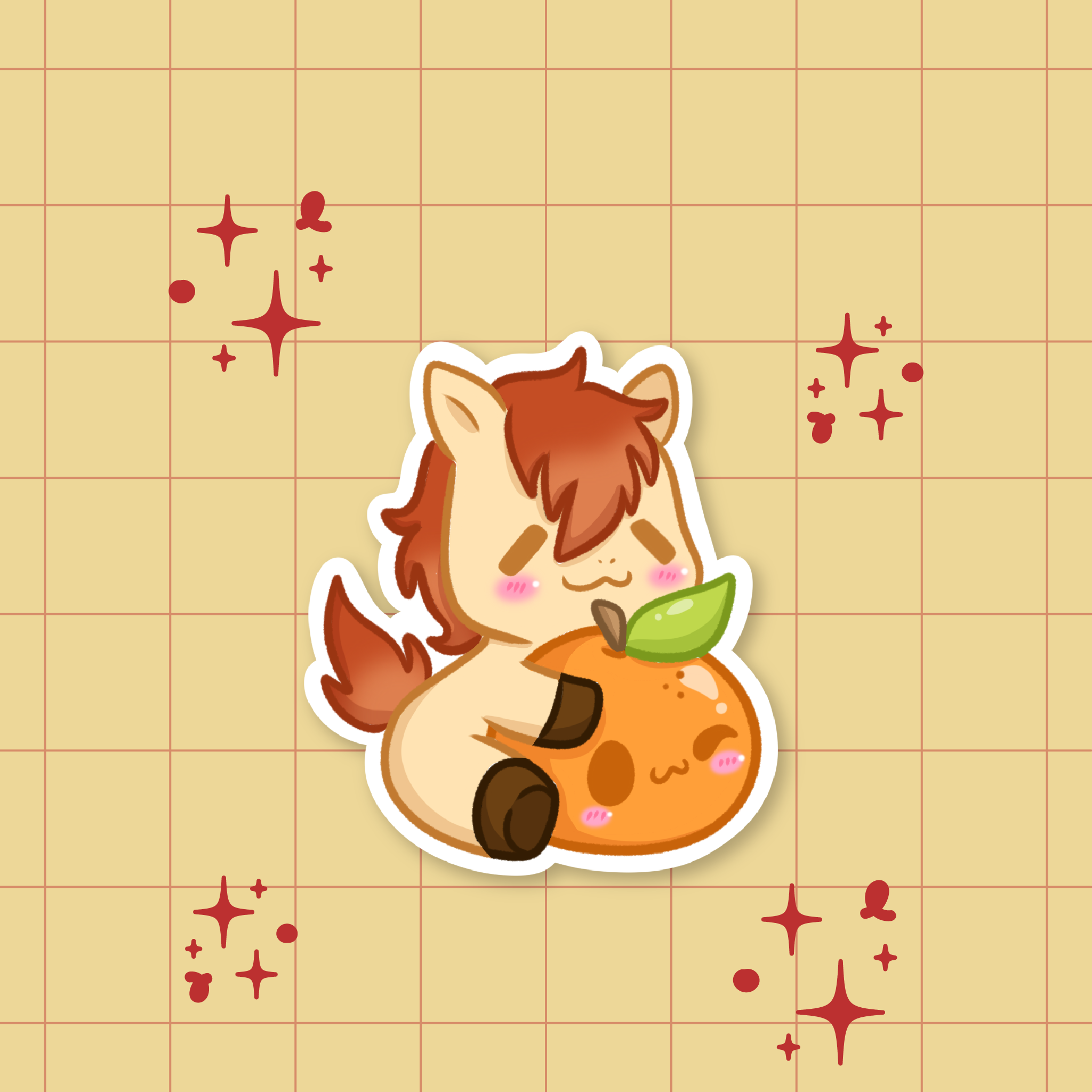 Lucky Fire Horse: Lucky Horse and Mandarin Die-Cut Sticker 🔥🐴