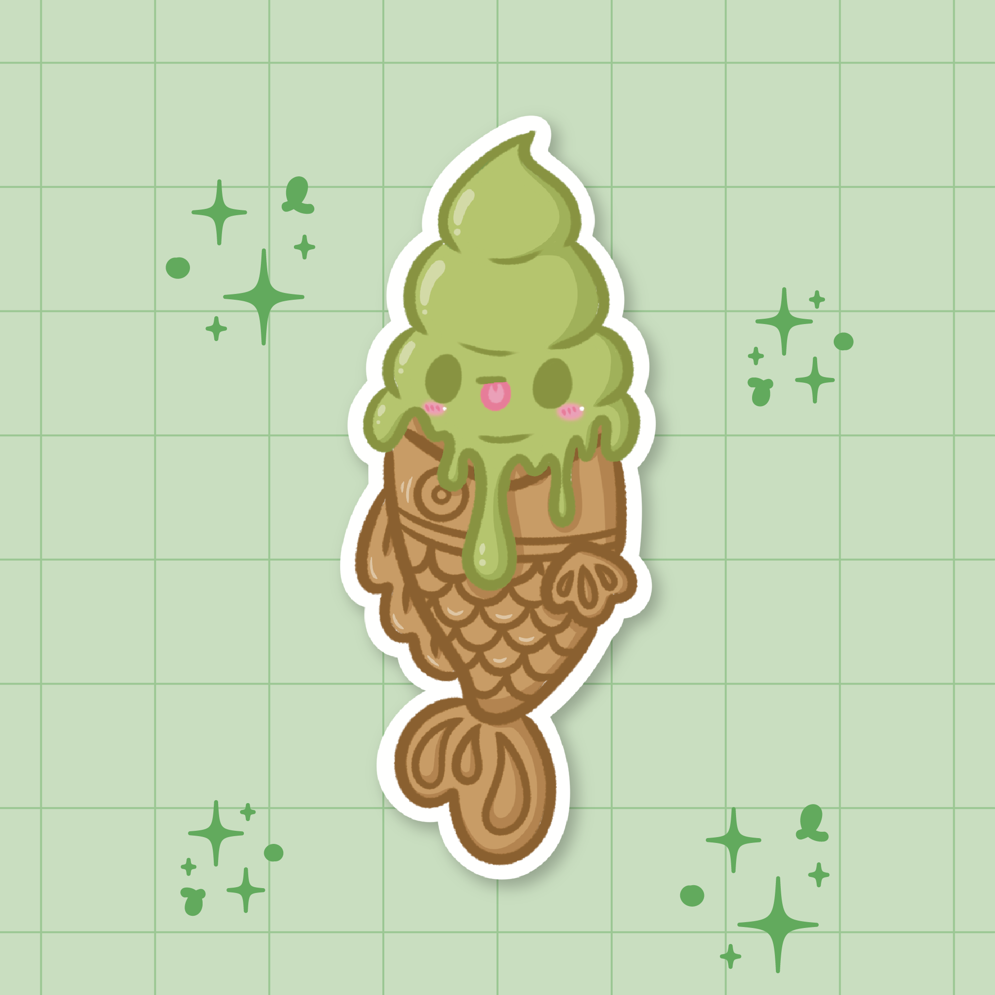 Matcha Ice Cream Die-Cut Sticker 🍵