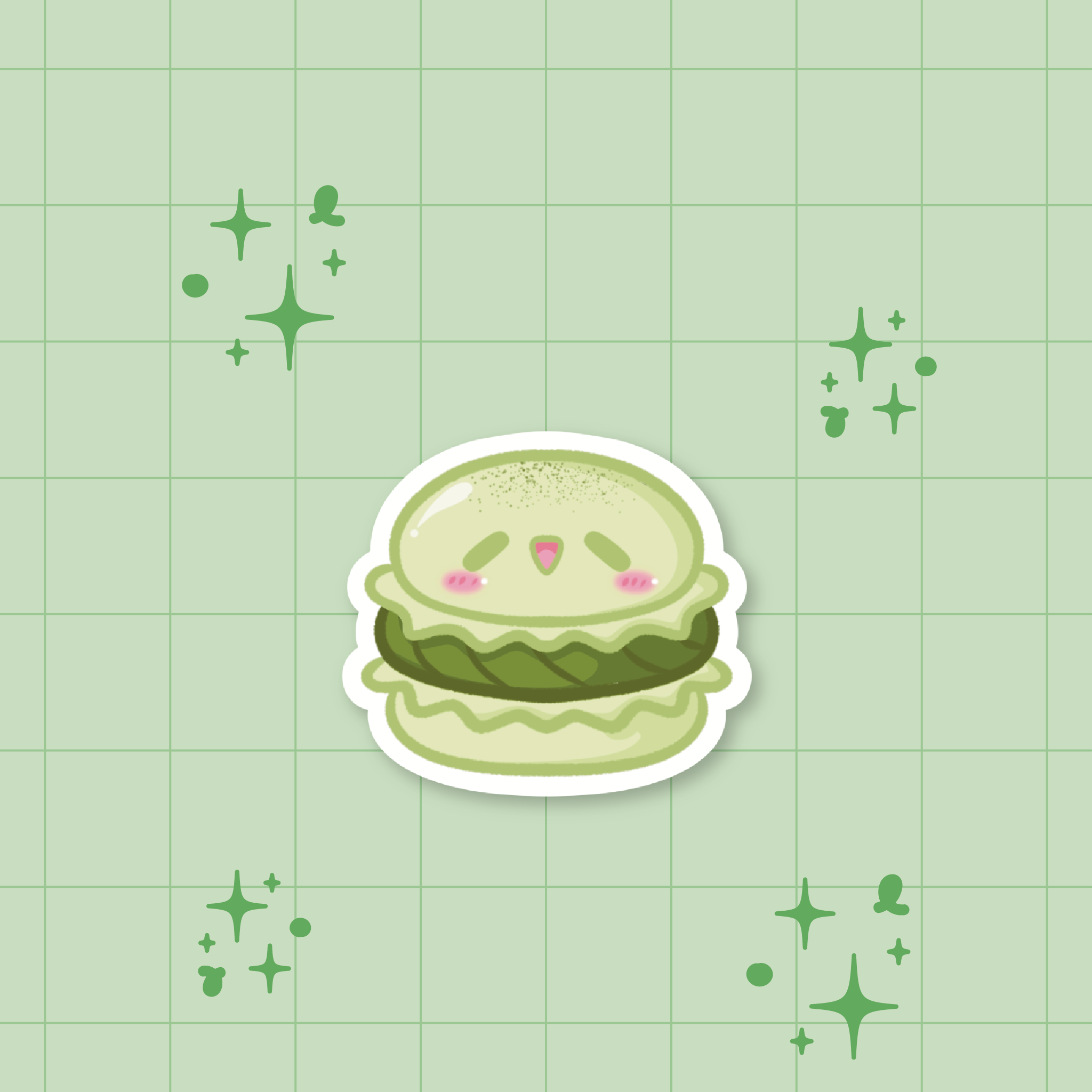 Matcha Macaron Die-Cut Sticker 🍵
