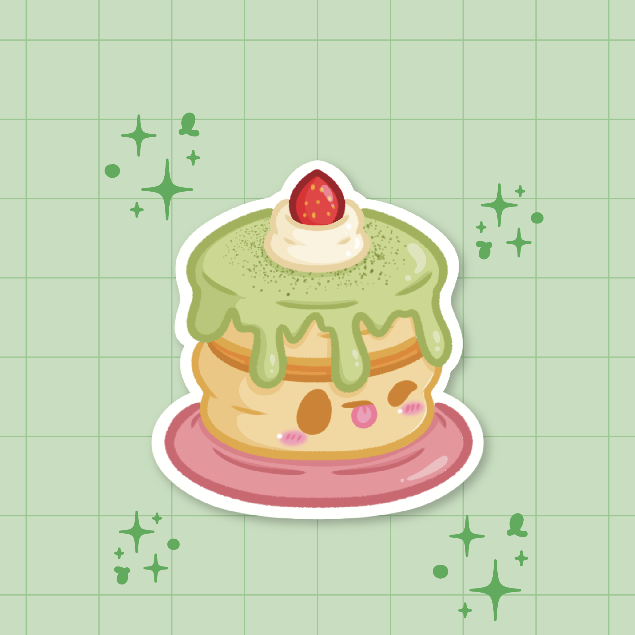 Matcha Soufflé Pancakes Die-Cut Sticker 🍵