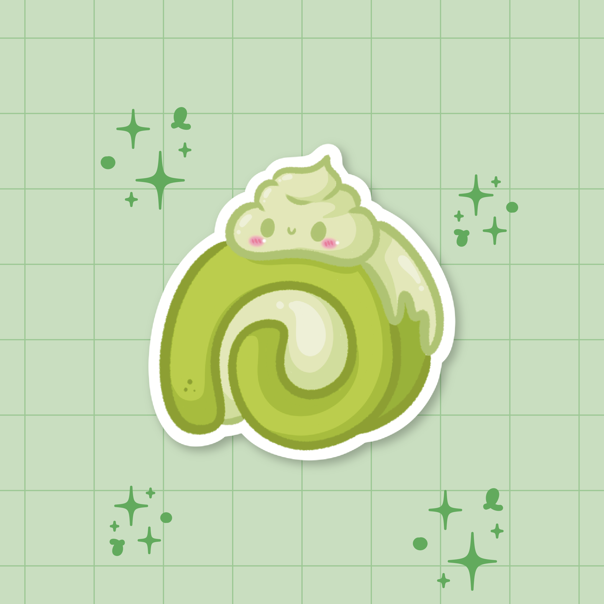 Matcha Roll-Cake Die-Cut Sticker 🍵