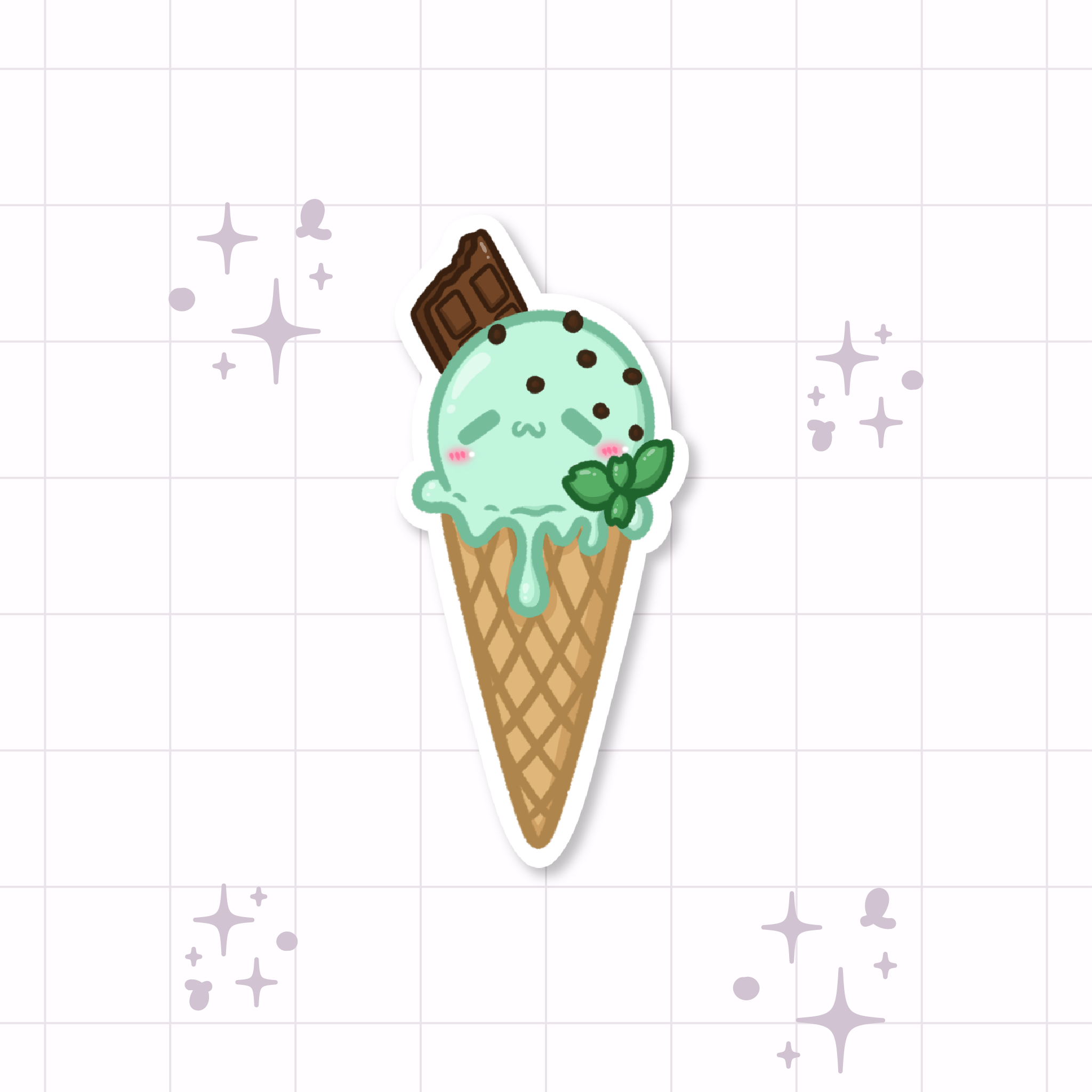 Mint Chocolate Ice Cream Die-Cut Sticker 🍦