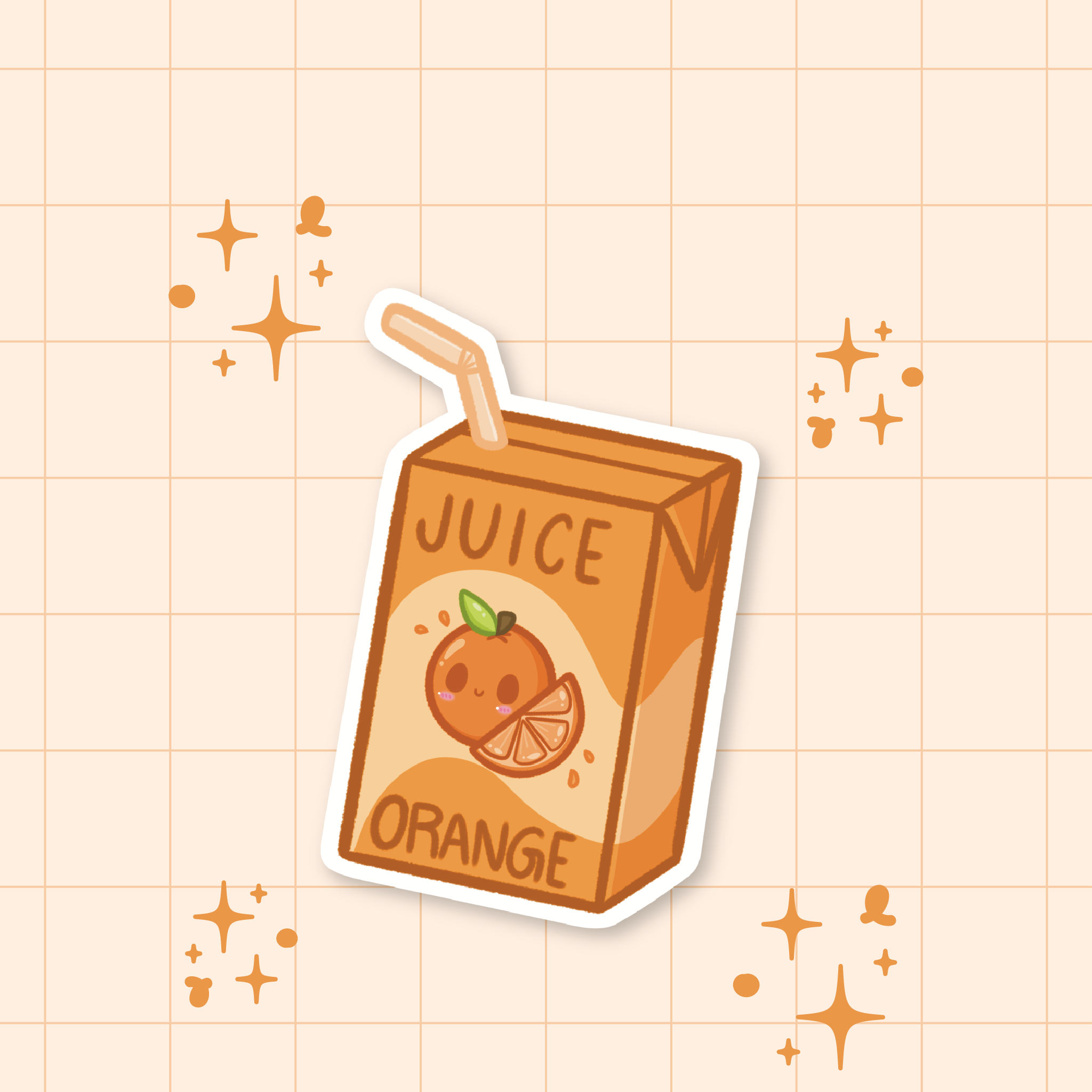 Orange Juice Box Die-Cut Sticker 🍊