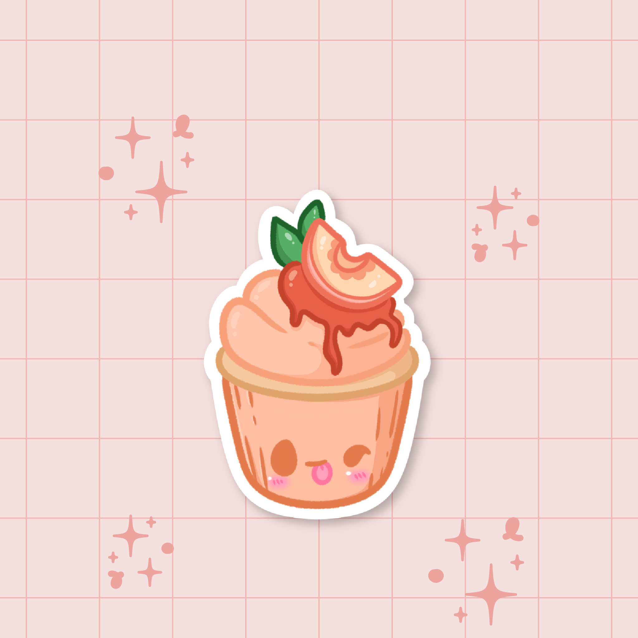 Peach Cupcake Die-Cut Sticker 🍑