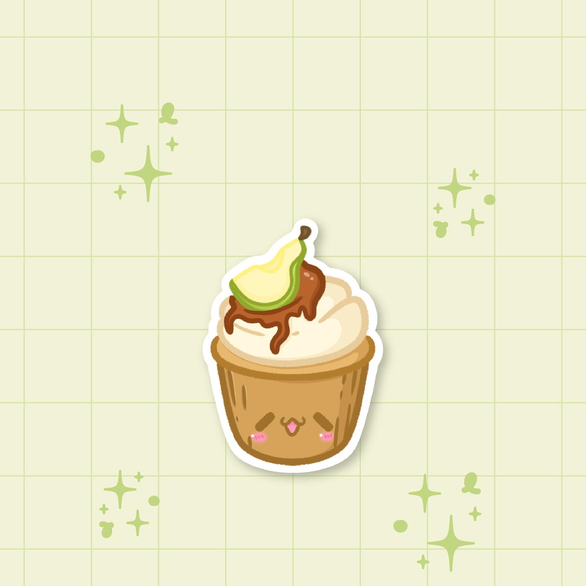 Autocollant prédécoupé cupcake à la poire 🍐