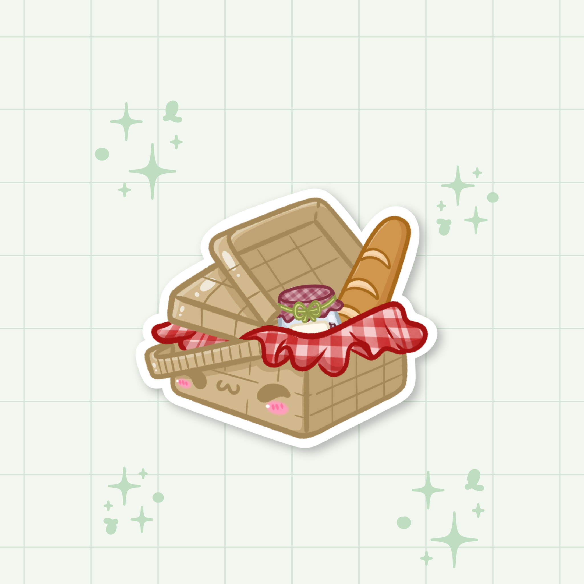 Spring Vibes: Picnic Basket Die-Cut Sticker 🌼