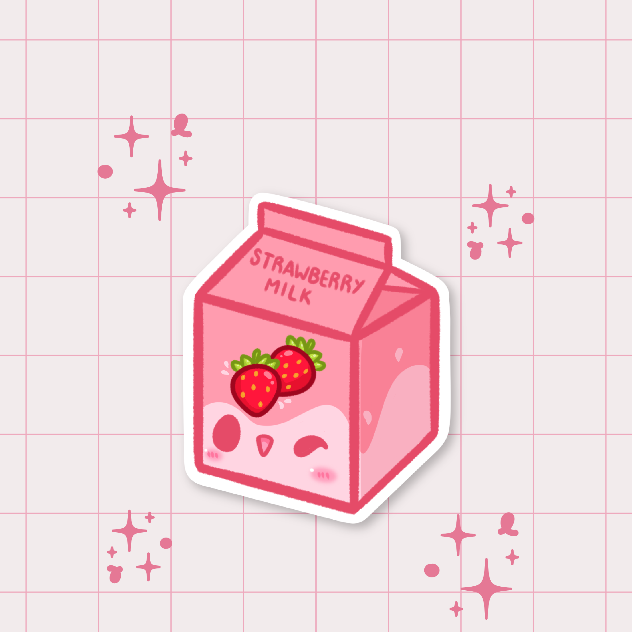Strawberry Milk Die-Cut Sticker 🍓