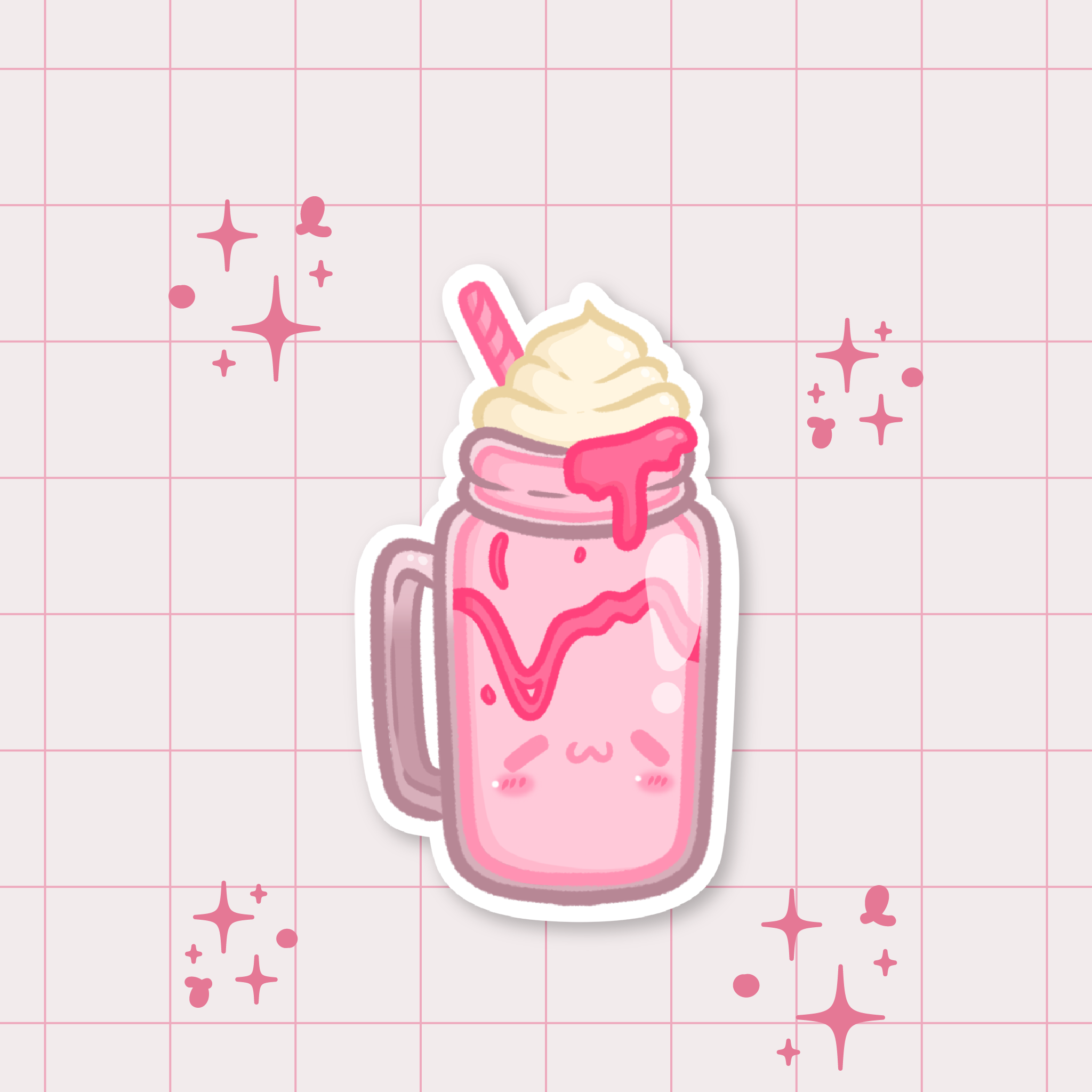 Strawberry Milkshake Die-Cut Sticker 🍓