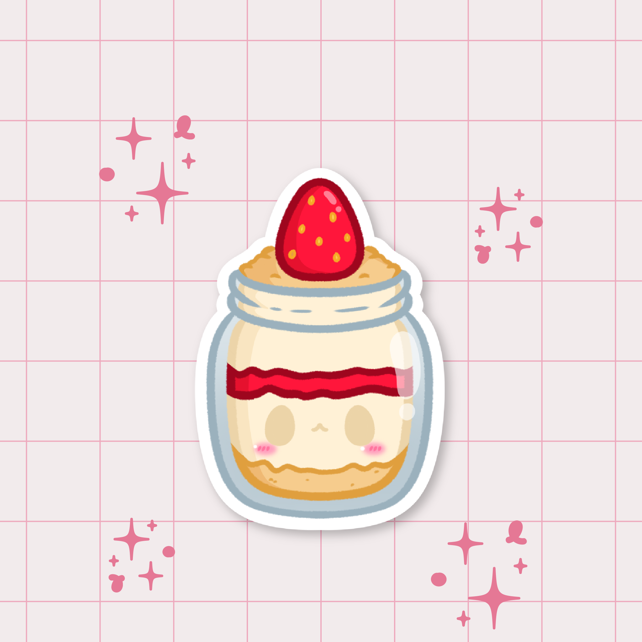 Strawberry Parfait Die-Cut Sticker 🍓