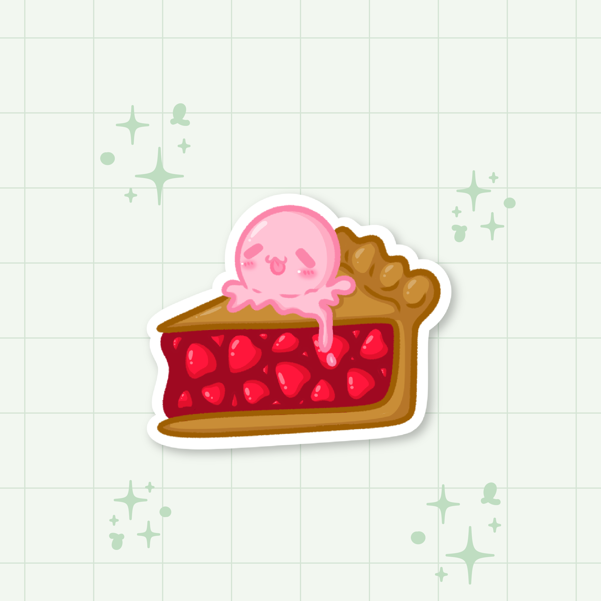 Spring Vibes: Strawberry Rhubarb Pie Die-Cut Sticker 🌼