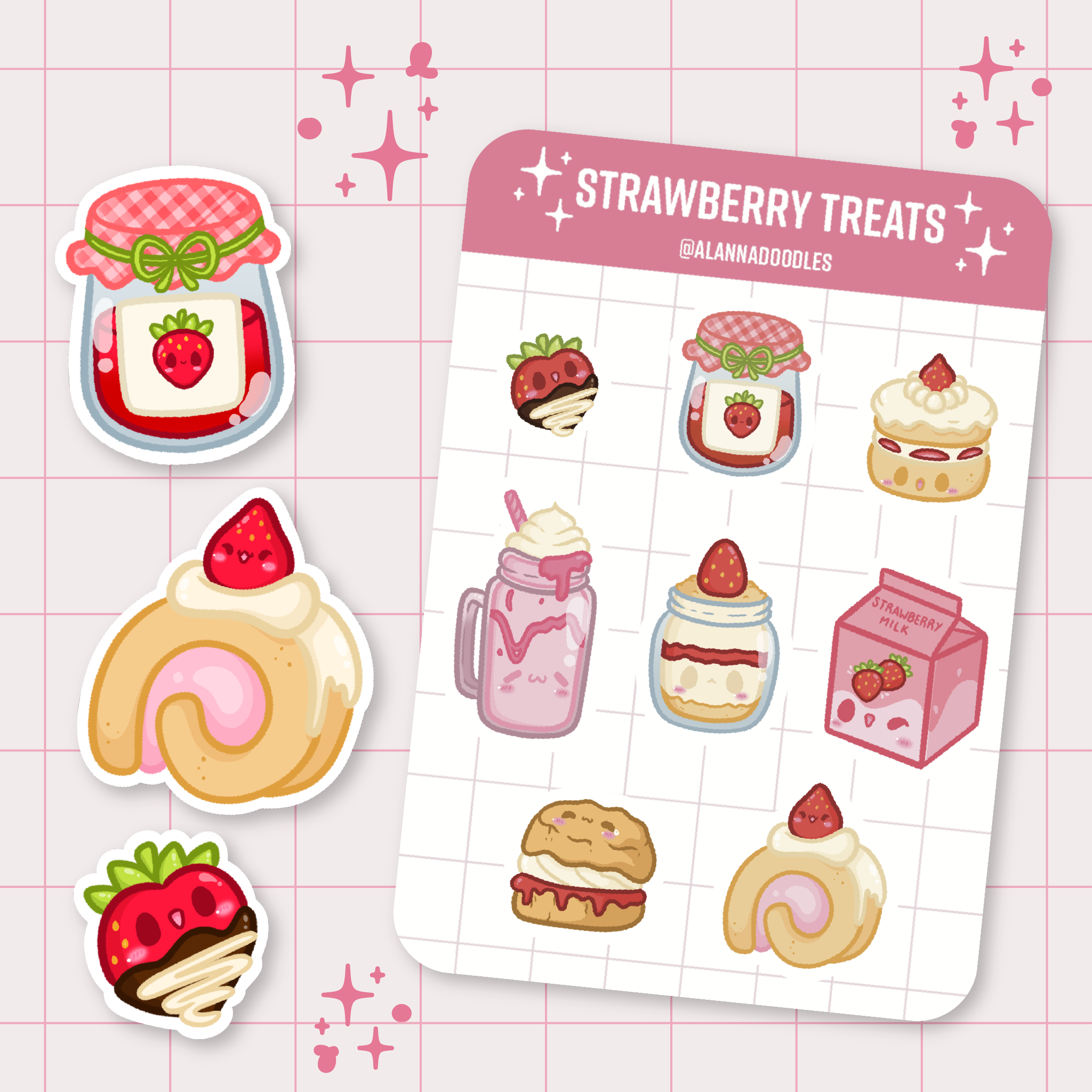 Strawberry Treats Sticker Sheet 🍓