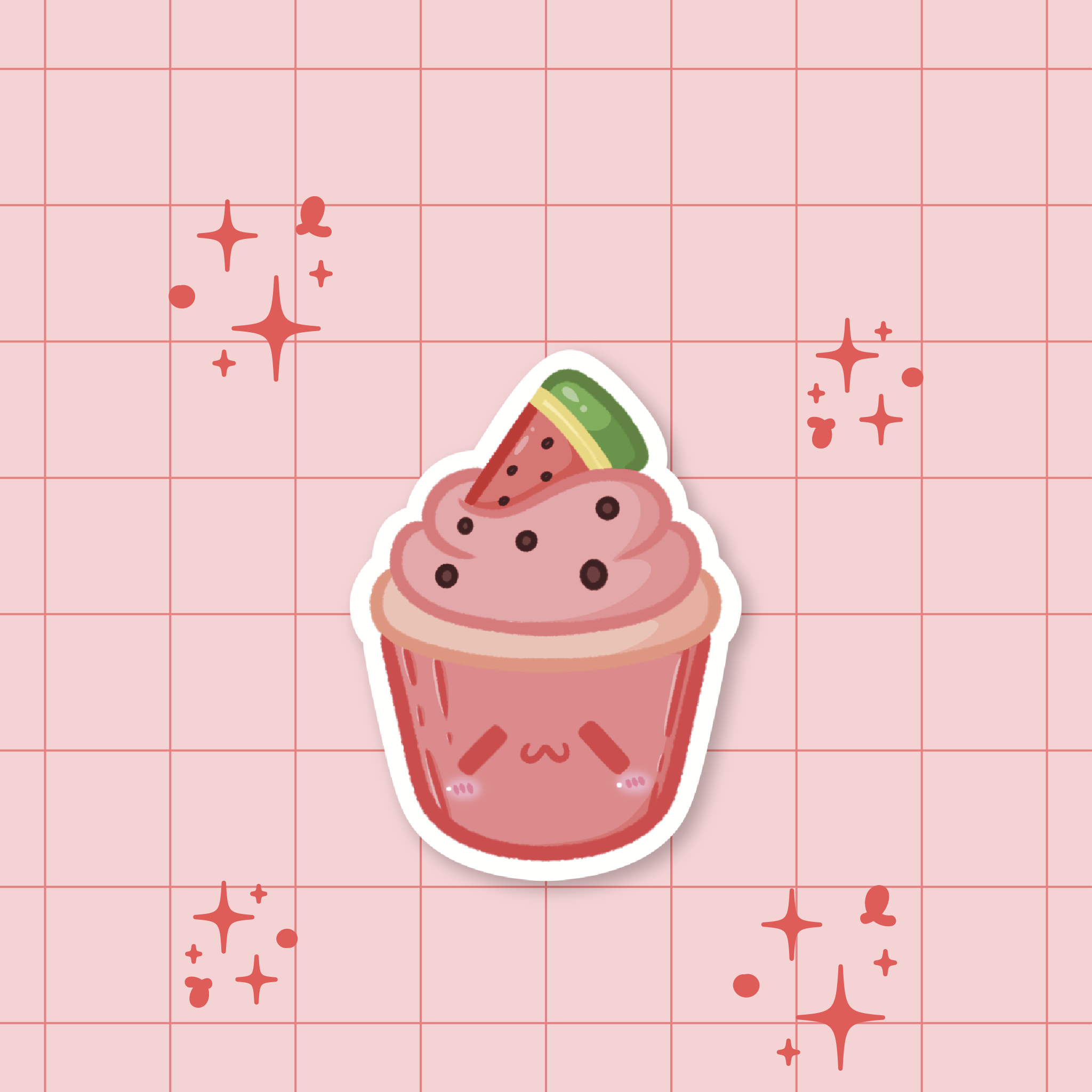 Watermelon Cupcake Die-Cut Sticker 🍉