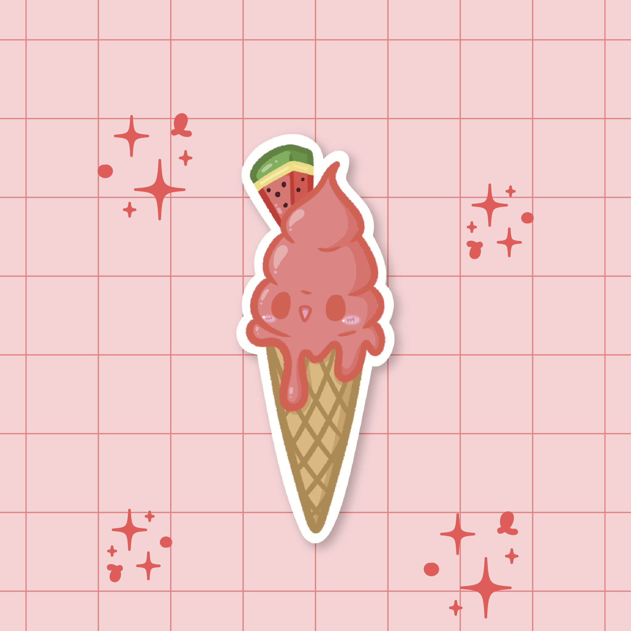 Watermelon Ice Cream Sorbet Die-Cut Sticker 🍉