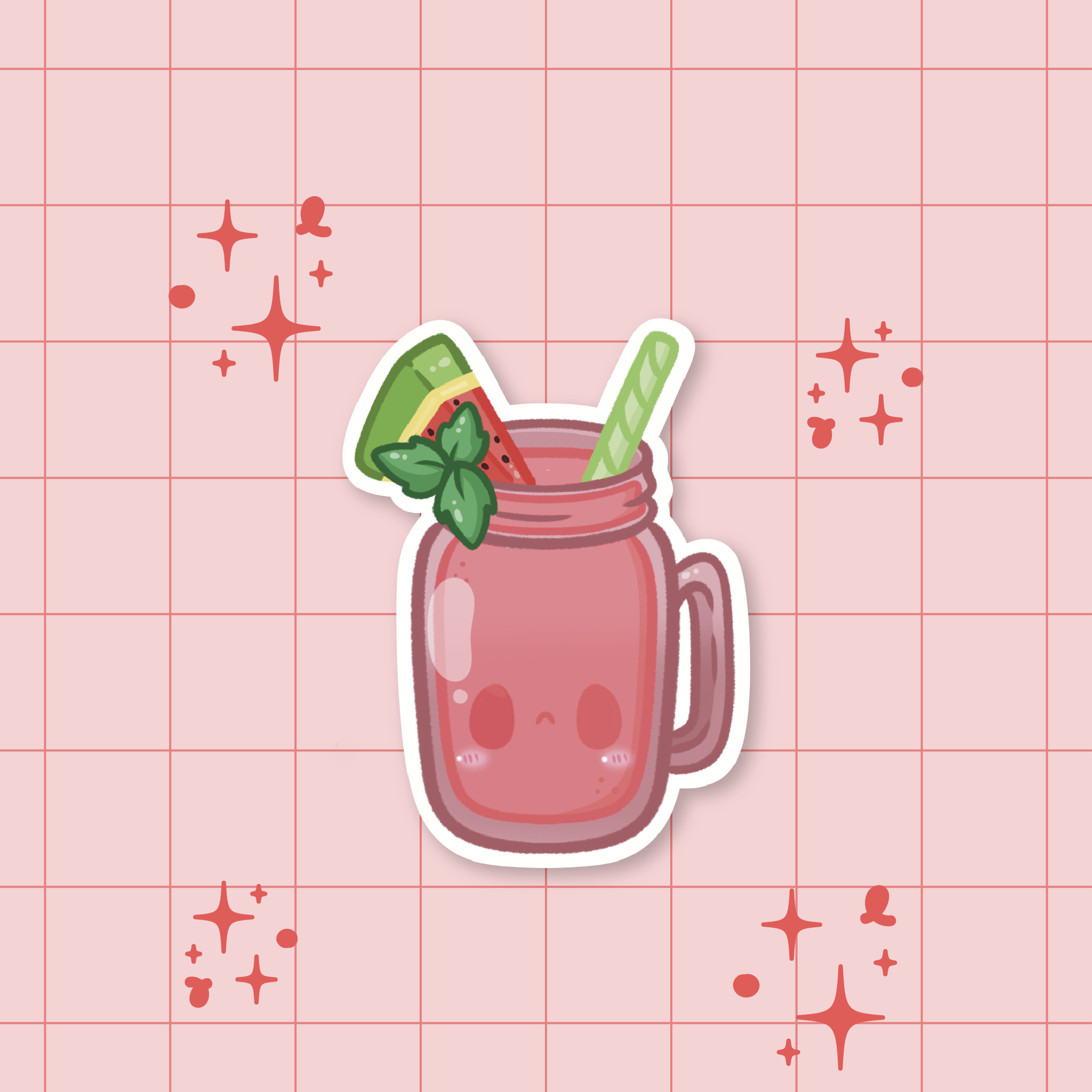 Watermelon Smoothie Die-Cut Sticker 🍉